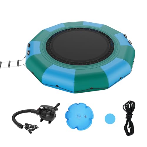 VEVOR Aufblasbarer Wassertrampolin mit Leiter, wasserdichte, Abriebfeste, Wassertrampoline...