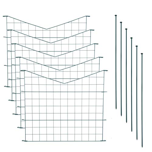 ESTEXO Teichzaun Set mit 5 Zaunelementen und 6 Befestigungsstäben, Welpanauslauf, Metall,...