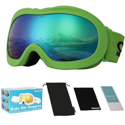 OUTDOORSPARTA Kinder Skibrille(5. Grüner Rahmen, Volle Linse Gespiegelt Grün)