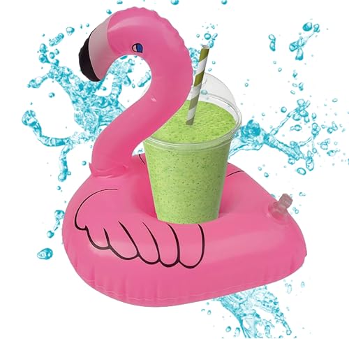 Aufblasbarer Flamingo Getränkehalter - Schwimmender Becher & Dosenhalter für Poolpartys...