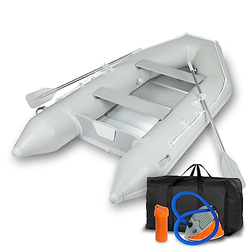 EBERTH Schlauchboot Angelboot Paddelboot aus robustem PVC für Außenborder 4 Personen + 1...