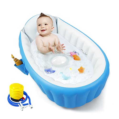 PandaEar Aufblasbare Baby Badewanne, Säuglings Kinder Badewanne mit Luftpumpe, Reise...