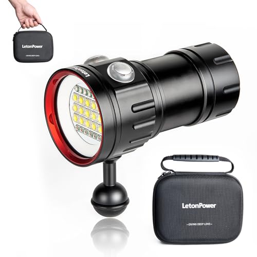 LetonPower B15 Tauchen Taschenlampe, 8000 Lumens Super Bright Underwater 80m Video Light,...