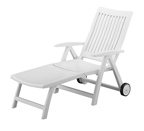 Kettler Roma Advantage garden lounger white - fold away sun lounger for garden, terrace and balcony