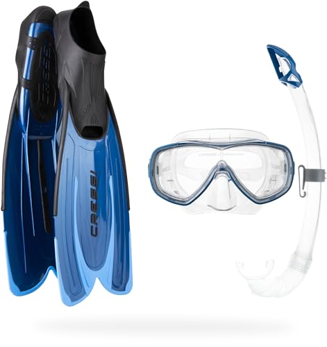Cressi Agua Set - Set Maske Schnorchel und Flossen, Farbe Blu