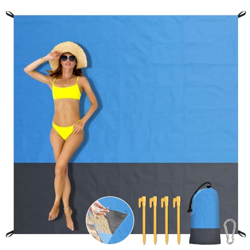 TOPRUNYI Stranddecke Sandfrei,Picknickdecke Wasserdicht 210x200cm, Faltbare Tragbare...