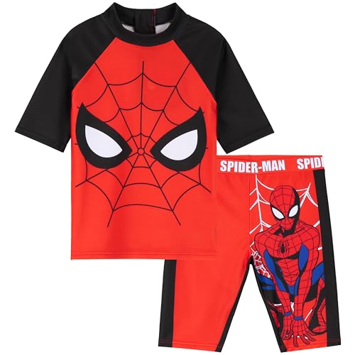 Marvel Spiderman Badeanzug Kinder, Zweiteiliger Schwimmanzug mit Oberteil & Badehose...