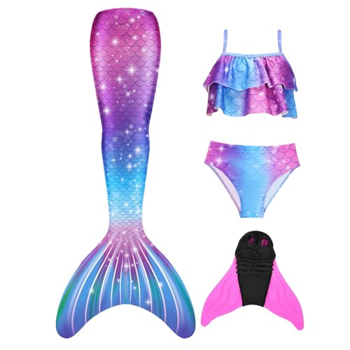 FOLOEO Meerjungfrauenflosse Mädchen Kinder mit Meerjungfrau Flosse Bikini Set