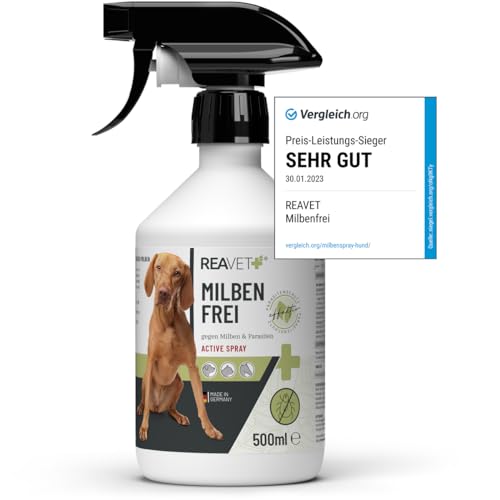 ReaVET Anti Milben-Spray für Hunde, Katzen & Pferde 500ml - Milbenspray mit Soforteffekt...