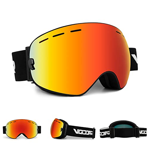 Vgooar OTG Skibrille, Randlose Skibrille mit Anti-Fog-Beschichtung Doppelscheibe, 100%...