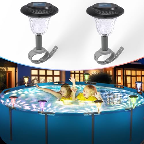 2PCS Trampolin für Kinder Gartentrampolin Solar LED Poolbeleuchtung 8H RGB / Warmweiß...