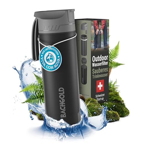 Bachgold® Profi Outdoor Wasserfilter Flasche [650ml] mit 1500L Filterkapazität I...