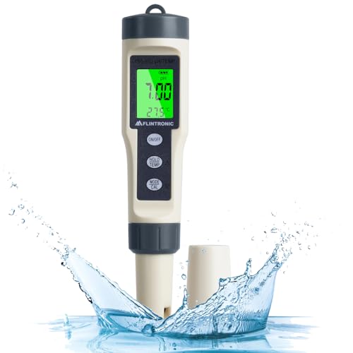 flintronic 4-In-1 PH Messgerät, PH/TDS/EC Temperatur Tester mit Hintergrundbeleuchtung,...