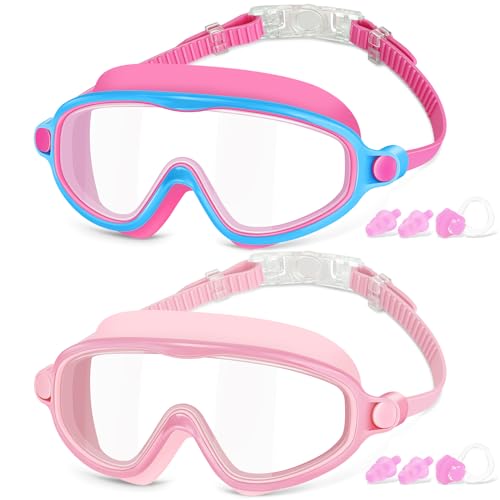 COOLOO Schwimmbrille Kinder, 2er-Pack Schwimmbrille 4-14 Jahre Anti-Beschlag, UV-Schutz,...