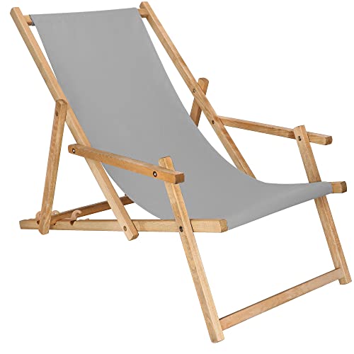 SPRINGOS wooden reclining chair w. armrests