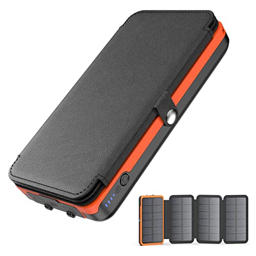 BRENCIL Solar Powerbank 27000mAh, 22,5W Power Bank mit 4 Solarpanels Tragbares Externer...