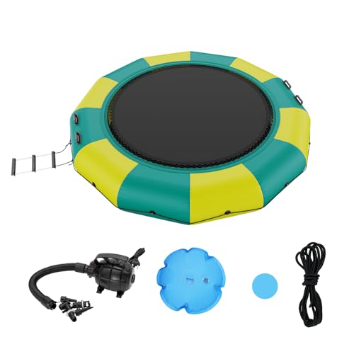 VEVOR Aufblasbarer Wassertrampolin mit Leiter, wasserdichte, Abriebfeste, Wassertrampoline...