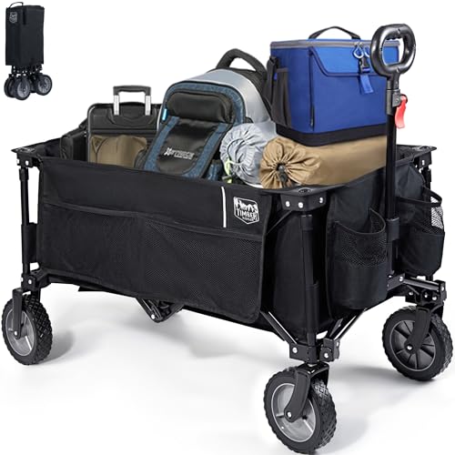 TIMBER RIDGE XXL Bollerwagen Faltbar Strand Handwagen mit Seitentasche Getränkehalter...