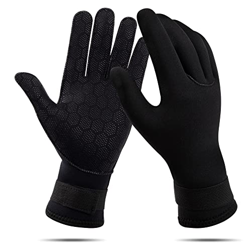 HOLEMZ Tauchhandschuhe 3mm Neoprenanzug Handschuhe Schwarz Elastischem Verstellbarem...