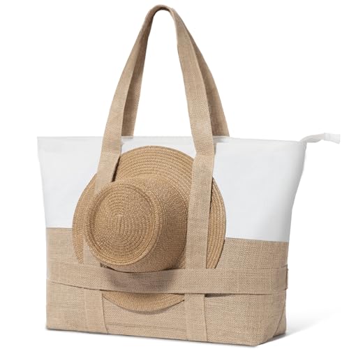 Reiseresa Strandtasche Damen Groß mit Reißverschluss Vielseitiger Badetasche XXL...