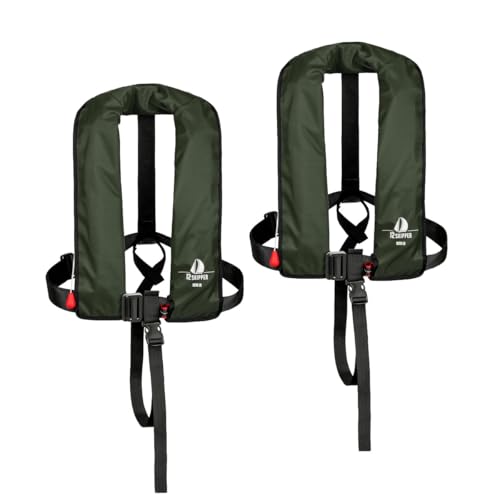 12skipper 2er-Set Automatik-Rettungswesten 165N ISO mit Harness, Schwimmweste, Olive