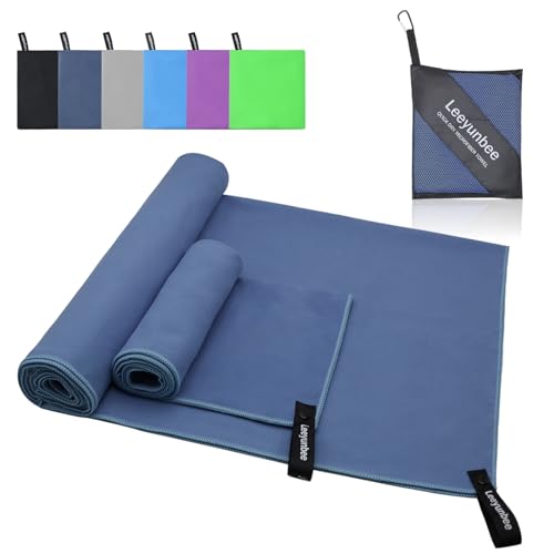 Leeyunbee Mikrofaser Handtuch 2er Set - 160 x 80 cm Badetuch Groß + 80 x 40 cm Klein...