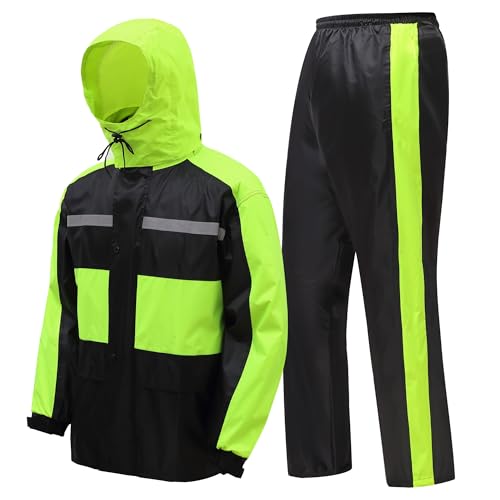 MeiLayM Herren Regenanzug Wasserdicht Anzug Outdoor Regenjacke mit Kapuze Arbeitskleidung...