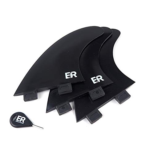 Eisbach Riders Surfboard Fin Set FCS Thruster schwarz mit Fin Key (Größe G5 Medium) -...