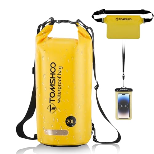 TOMSHOO Dry Bag Set, 10L/20L Wasserdicht Rucksack mit Wasserfester Handytasche & Tasche,...