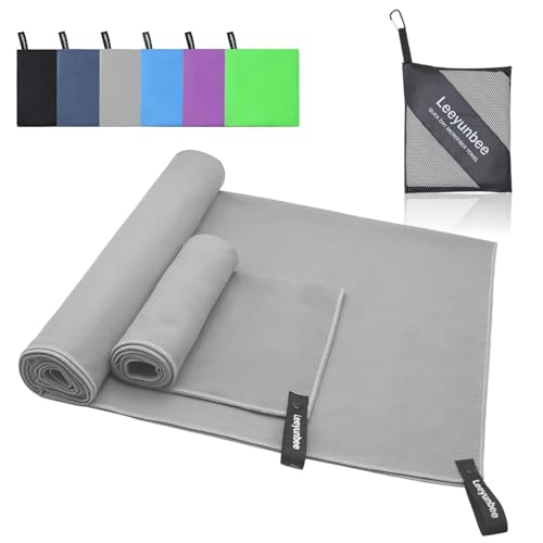 Leeyunbee Mikrofaser Handtuch 2er Set - 160 x 80 cm Badetuch Groß + 80 x 40 cm Klein...