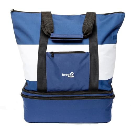 Hopeville große XXL Strandtasche mit Reißverschluss und integrierter Kühltasche,...