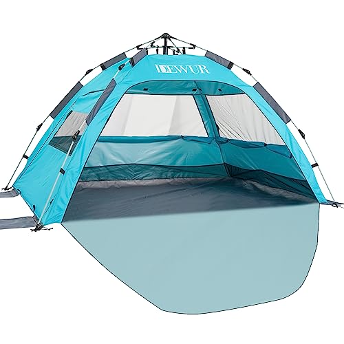 Dewur Strandmuschel 2-4 Personen Pop Up Strandzelt mit Sonnensegel UPF 50+ UV Sonnenschutz...