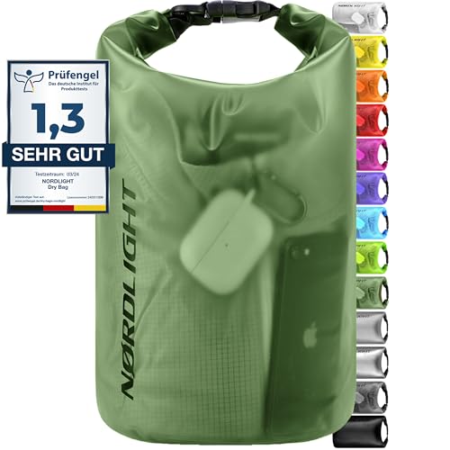 Nordlight Dry Bag 5L Wasserdichter Beutel - (Dunkelgrün) Wasserdichter Packsack Mit Roll...