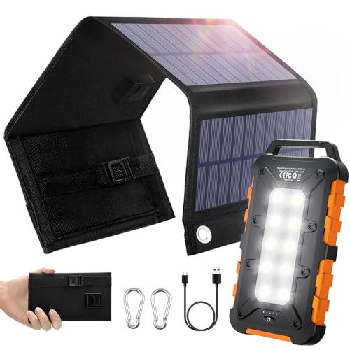 8W faltbaren Solarpanel mit Solar Powerbank 26800mAh PD 15W Solarladegerät QC3.0 USB C...