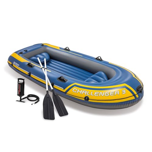 Intex Challenger 3 Set Schlauchboot - 295 x 137 x 43 cm - 3-teilig - Blau / Gelb