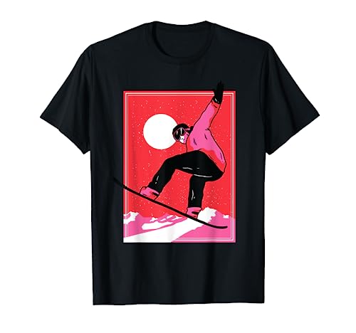 Snowboarden Design mit Sowboarder beim Sprung und Sonne T-Shirt