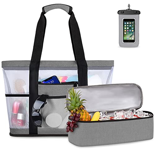 XXL beach bag with waterproof cooler bag