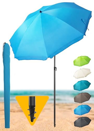 Menz Sonnenschirm Strand - UPF 50+ Sonnenschutz Strand, Strandschirm Ø 180 cm,...