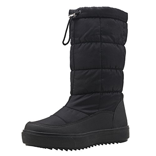 Shenji Damen Winterstiefel Hohe mit Rutschfester Sohle Schneestiefel H7624 Schwarz 38