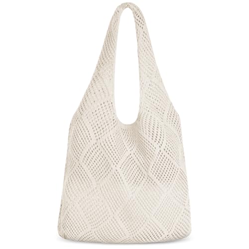 Aucuu Strandtasche Damen, Gehäkelte Mesh Strand Tote Bag, Damen Gestrickte...