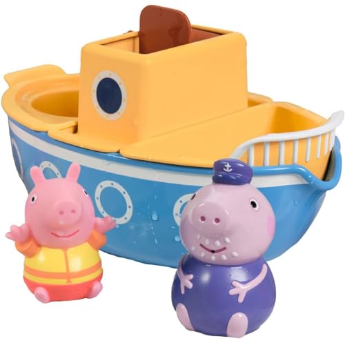 TOMY E73414 Toomies Grandpa Pig's Splash & Pour Boat - 4-teiliges Peppa Pig Badespielzeug...