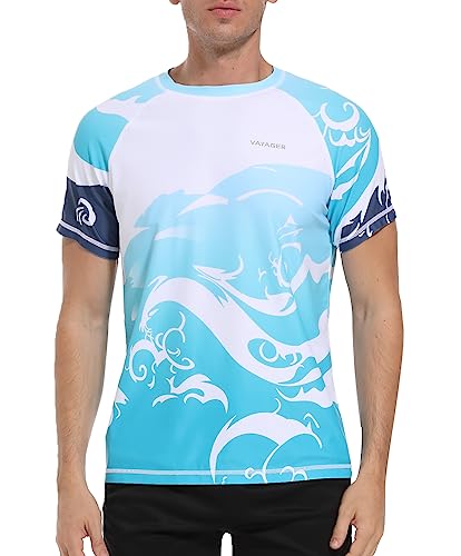 VAYAGER Herren-Badeshirts Rash Guard UPF 50+ Kurzarm, schnell trocknend, lockere Passform,...