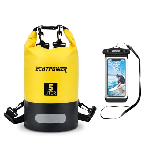 ECHTPower Dry Bag 5L 10L 20L, wasserdichte Tasche Handytasche Packsack mit Verstellbarer...