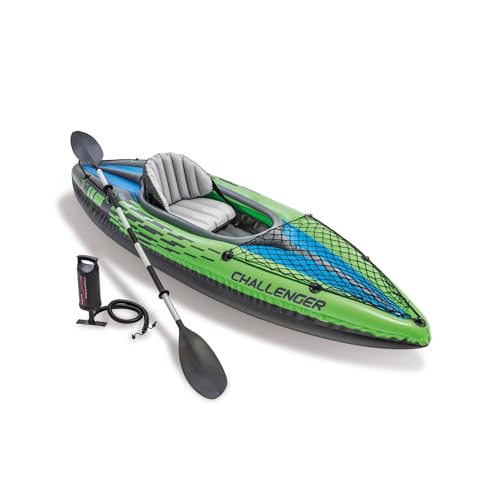 Intex Challenger K1 Kayak 1 Man Inflatable Canoe with Aluminum Oars and Hand Pump,...