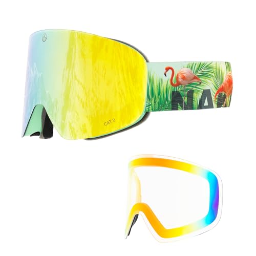 NAKED Optics Skibrille Männer, Ski Brille Frauen, Snowboardbrille (TROOP EVO Flamingo,...