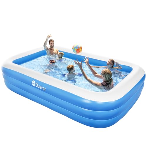 Duerer Aufblasbarer Pool Rechteckig, 241cm x 142cm x 56cm, Planschbecken groß für Kinder...