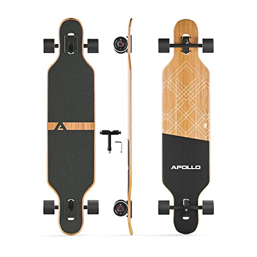 Apollo Longboard, Komplettboard mit Deck aus Bambus & Fiberglas, High-End Board mit ABEC 9...