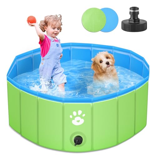 Hundepool für Große & Kleine Hunde, 80cm Faltbarer Hunde Pools Hundebadewanne, PVC...