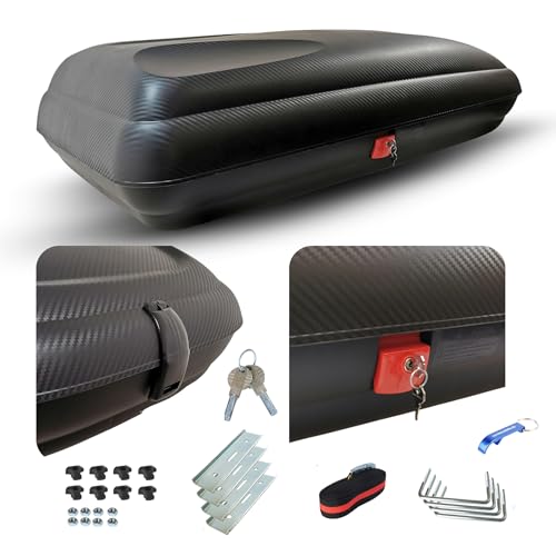 Dachbox VDP-BA400 - Dachkoffer mit 400 Liter Volumen - Autokoffer im Carbonlook -...