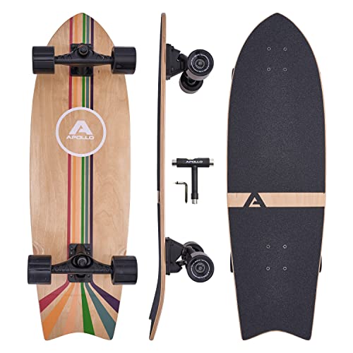 Apollo Surfskate pro Board | midi Longboard für Erwachsende, Kinder mit hochwertiger Surf...